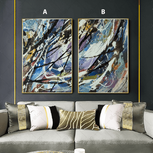 لوحة فن تجريدي بألوان متعددة