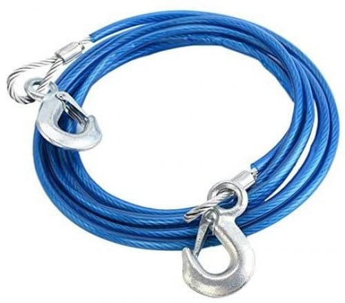 حبل سحب جر السيارة فولاذي طول 2.5 متر مع خطاف أمان...