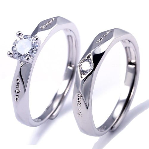 خواتم كابلز خطوبة زواج ارتباط مطلية فضة مزينة بحجر...