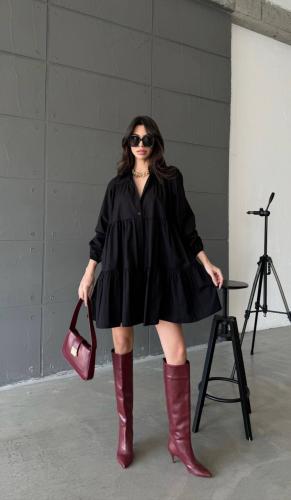 فستان قطن بالوان الاسود