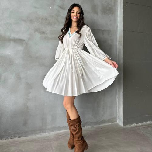 فستان قطن ابيض ميدي