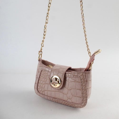 شنطة جلد بحجم مايكرو وردي