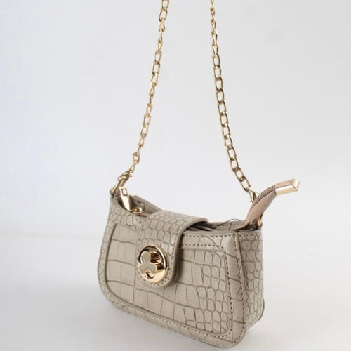 شنطة جلد بحجم المايكرو لون بيج