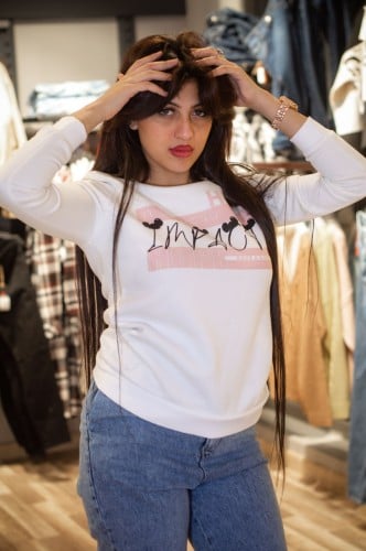 بلوفر ابيض قطن ناعم