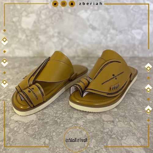 حذاء أصفر ربل سكري تطريز يدوي