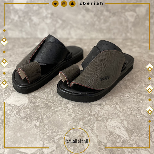 حذاء أسود مكس جلد سحلية و جلد نعام