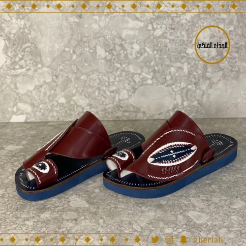 حذاء زبيري كحلي مع عنابي تطريز يدوي