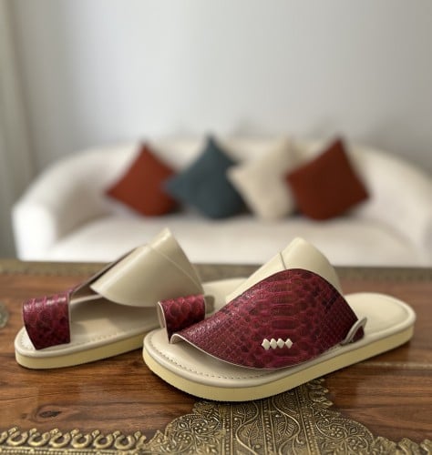 حذاء سكري مع جلد ثعبان طبيعي