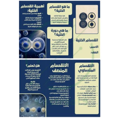 مطوية علوم درس (انقسام الخلية)