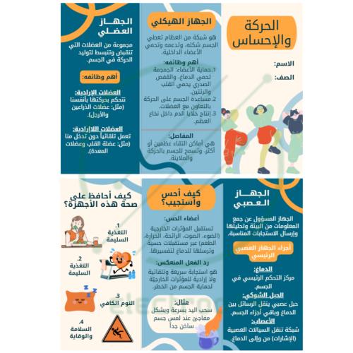 مطوية علوم درس (⁠الحركة والإحساس)