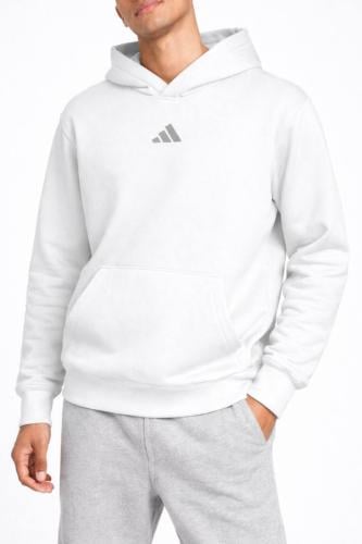 هودي اديداس ابيض بشعار رمادي