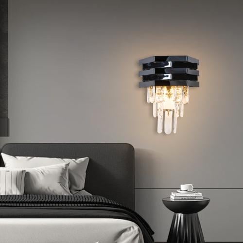 أبليك جداري مودرن من الكريستال، ثلاث إضاءات، لون ذ...