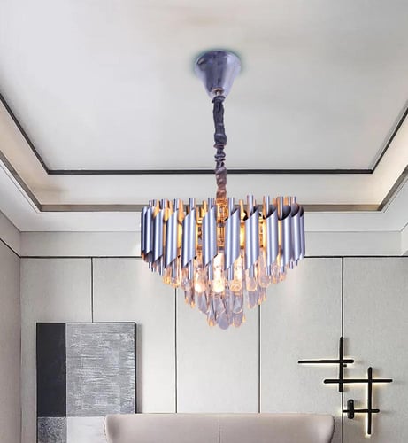 ثريا كريستال 8011 استايل اوروبي شكل دائري - فضي من...