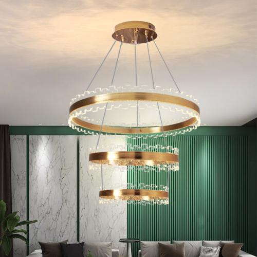 ثريا علاقي ثلاثة دور لون ذهبي اضاءة ليد 7281-60-40...