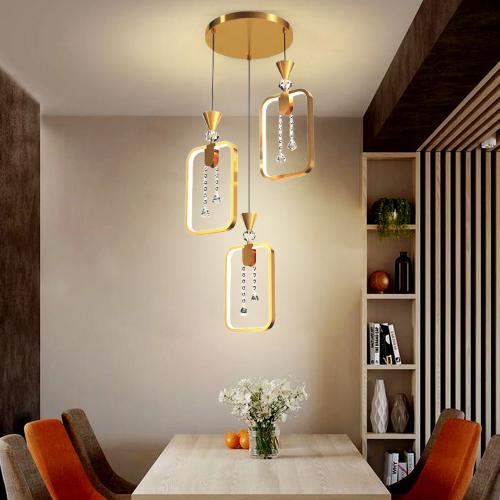 ثريا مودرن سقف لون ذهبي حديثة إضاءة ليد - 3 مستويا...