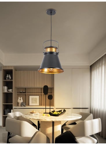 إضاءة علاقي مطبخ أسود - طول السلسلة 180 سم، لمبة E...