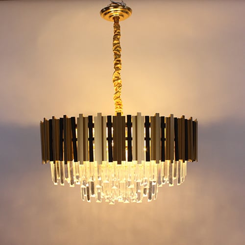 ثريا دائرية ذهبية مع اسود كريستال استايل اوروبي مق...