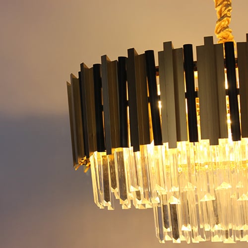 ثريا دائرية ذهبية مع اسود كريستال استايل اوروبي مق...