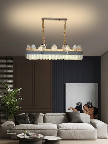 ثريا كريستال مستطيلة استايل أوروبي مع حزام بني، شك...