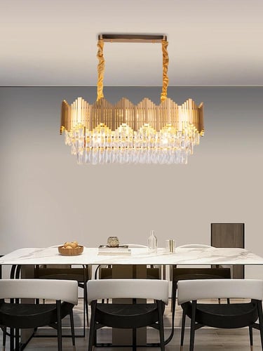 ثريا كريستال 8015 شكل بيضاوي استايل اوروبي - ذهبي