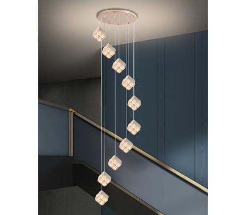 ثريا درج طويلة إضاءة LED حديثة | ثريا سقف معلقة بـ...