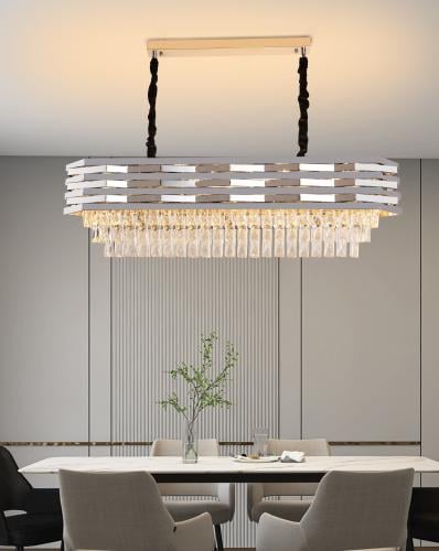 ثريا كريستال لون فضي مستطيل مقاس 30*100 سم - 8056