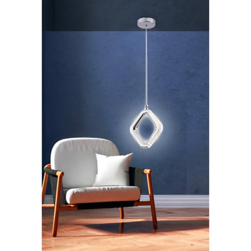 نجف مودرن لون فضي | مصباح سقف معلق إضاءة ليد 7 واط...