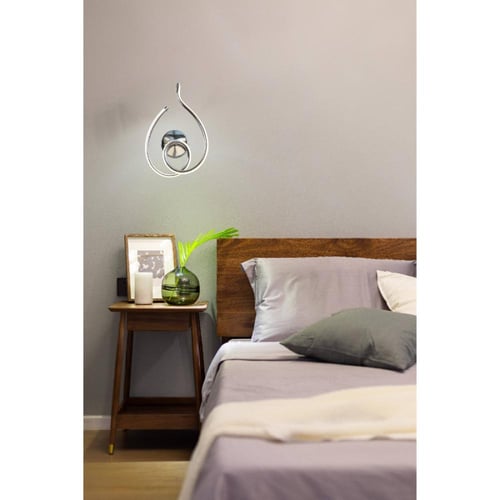 أبليك جداري مودرن، لون فضي، تصميم عصري، إضاءة LED،...