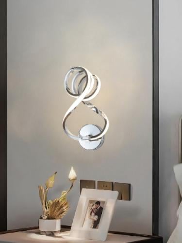 أبليك جداري مودرن، لون فضي، تصميم عصري، إضاءة LED،...