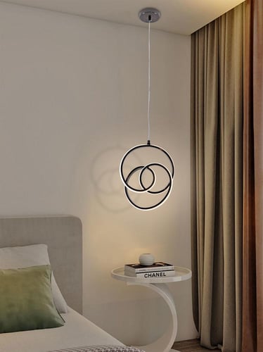 ثريا علاقي مفرد LED - أسود، طول السلك 130 سم، لمبا...