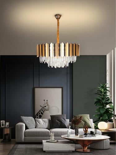 ثريا دائرية ذهبية مع اسود كريستال استايل اوروبي مق...