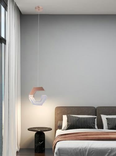 ثريا علاقي مفرد - ذهبي، طول السلك 160 سم قابل للتع...