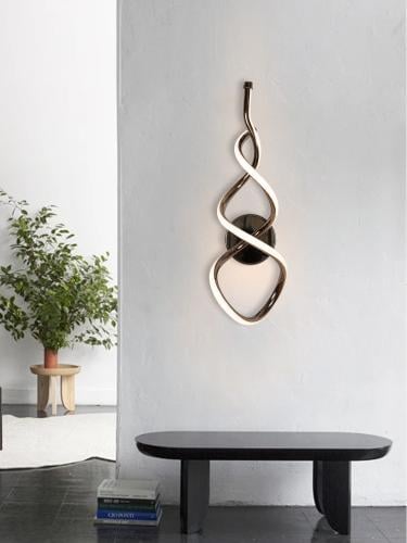 أبليك جداري مودرن - إضاءة ليد - لون أسود - ثلاث إض...