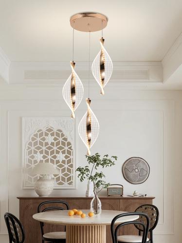 ثريا مودرن سقف ثلاثي إضاءة LED | لون ذهبي، طول قاب...