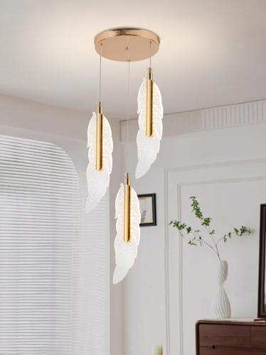 ثريا مودرن سقف ثلاثية إضاءة LED | لون ذهبي، طول قا...