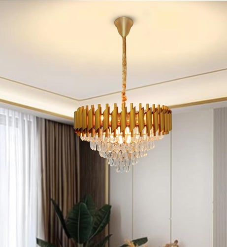 ثريا كريستال 8011 استايل اوروبي شكل دائري - ذهبي