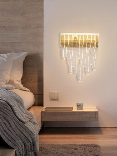 أبليك جداري مودرن كريستالي ذهبي بإضاءة LED مصباح إ...