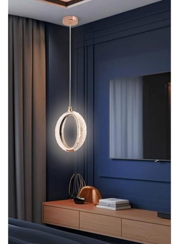 نجف مودرن لون ذهبي | مصباح سقف معلق إضاءة ليد 7 وا...