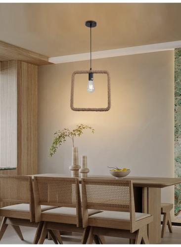 ثريا كلاسيك معلقة بحبل ريفي، قاعدة E27، قابل للتعد...