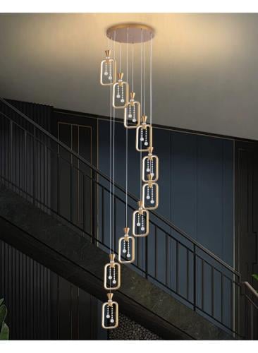 ثريا درج طويلة إضاءة LED حديثة | ثريا سقف معلقة مع...