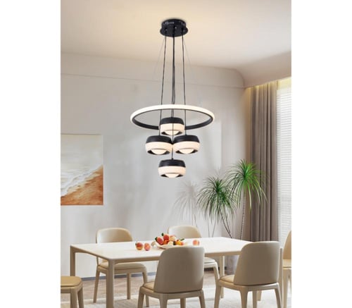 ثريا مودرن سقف لون أسود حديثة إضاءة ليد - 3 مستويا...