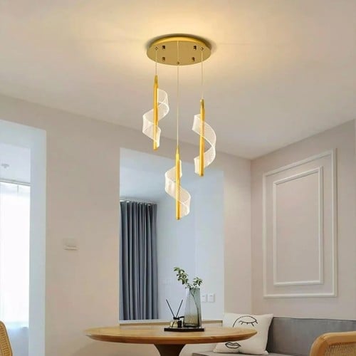 إنارة علاقي مودرن حلزوني ثلاثي لون ذهبي لد حلزوني7...