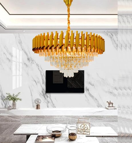 ثريا كريستال 8011 استايل اوروبي شكل دائري - ذهبي