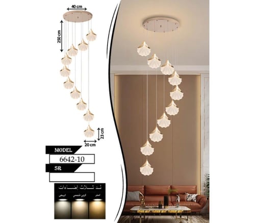 ثريا درج طويلة إضاءة LED حديثة | ثريا سقف معلقة بـ...