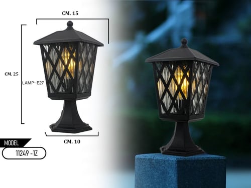فانوس حديقة خارجي أسود، تصميم عصري، إضاءة لمبة E27...