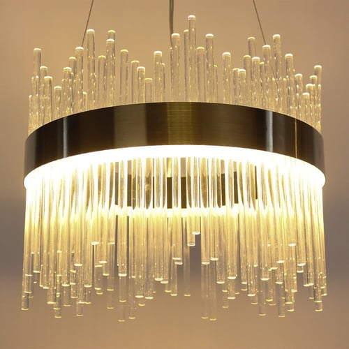 ثريا مودرن دائرية ذهبية كريستال أنابيب بحزام ذهبي...