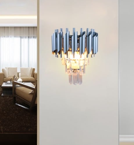 ابليك كرستال جداري استايل اوروبي لون فضي8013-W-C