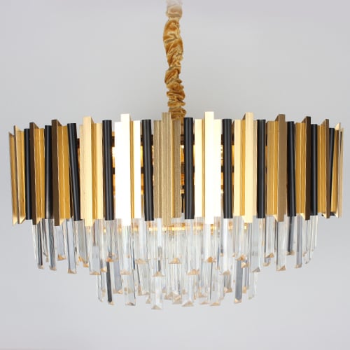 ثريا دائرية ذهبية مع اسود كريستال استايل اوروبي مق...