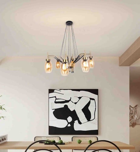 انارة علاقي زجاج لون اسود ذهبي4415-8-A