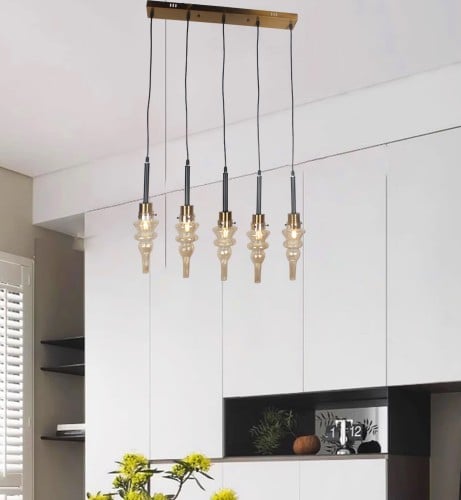 انارة علاقي متعدد حلزوني زجاج ذهبي4422-5-A